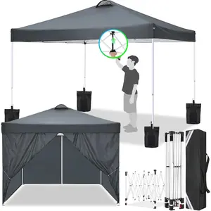 10x10 Folding Outdoor Shade Portable Instant Canopy Tent - Waterproof Weatherproof Oxford Fabric Gazebo with 4 Removable Sidewalls, Air Vent, Easy Adjustment, Sandbags, Stakes, 8 Ropes (Party, Exhibition Use)
