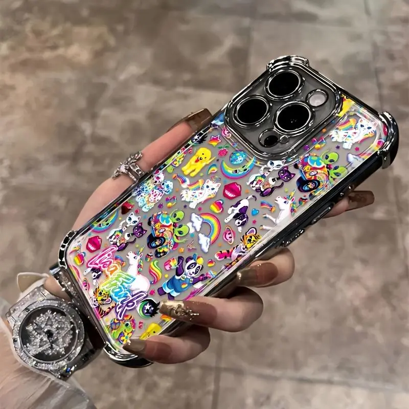 Charming Phone Case Featuring Lisa Frank Cartoon Stickers