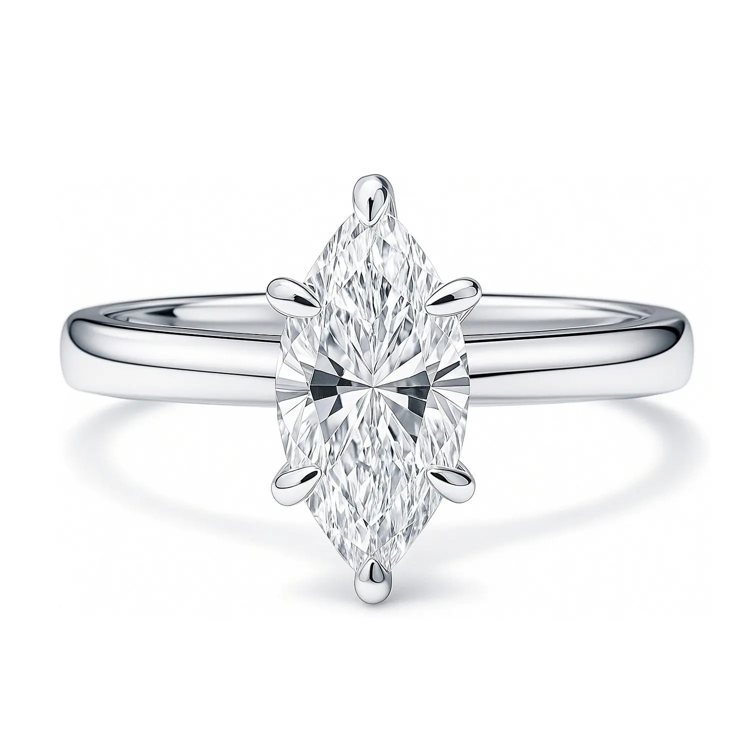 BERRICLE Sterling Silver Solitaire Wedding Engagement Rings for Women, 1.6 Carat Marquise Cut Cubic Zirconia CZ Ring