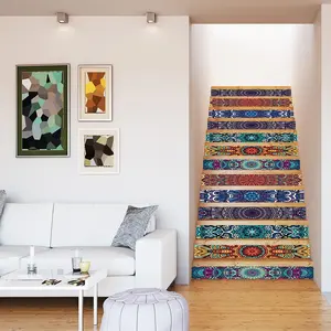 Mandala Pattern Stair Sticker, 13pcs/set Self-adhesive Vinyl Staircase Sticker, Creative Home Art Sticker, Decorative Sticker for Home Living Room Bedroom, Mandala Decals, Wall Stickers, Ornaments
