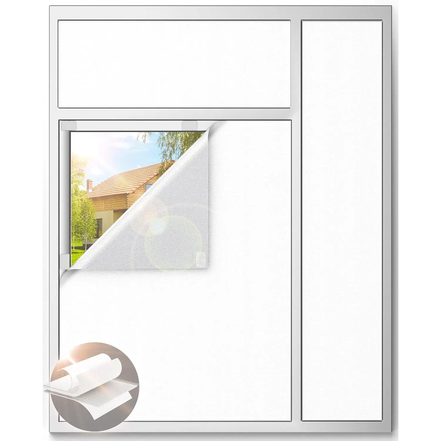White Blackout Curtains for Bedroom, 100" x 58" Portable Blackout Blinds with 20 Sets Hooks & Loops Strips for  Blackout Window Film, Temporary Black-out Shades for Windows Cover  Travel RV