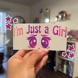 I’m Just A Girl Anime Cutie Eyes Vinyl Car Decal Laptop Decal Cute Car Window Bumper Sticker Water Bottle Decal