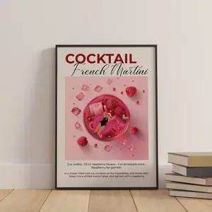 French Martini cocktail print / French Martini recipe poster / Home kitchen bar wall decor / Cocktail lover gift / Drink poster Unframed
