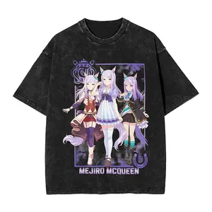 valentine shirts UmaMusu Haru Urara Uma 13Musume T Shirts Hip Hop Washed Oversize T-Shirt  Vintage for Men Women Tops Streetwear Printed Tops Tees