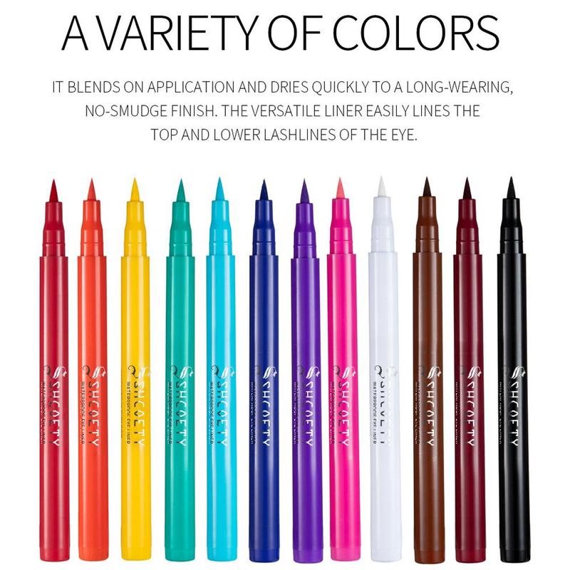 Waterproof Liquid Eyeliner, 12pcs Long Lasting Matte Eyeliner, Quick Drying Eyeliner Pen, Longwear Eye Liner, Professional Daily Makeup Accessories