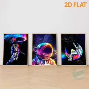 [2D Flat Printing] 3pcs/set Vibrant Astronaut Wall Art Poster, Cosmic Space Man Canvas Painting Prints, Futuristic Sci-Fi Galaxy Decor for Living Room Bedroom Office Wall Art Posters, Unframed