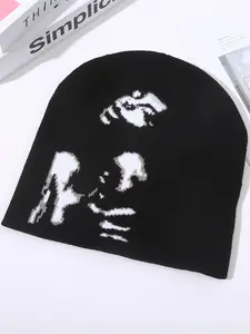 Unisex Colorblock Knitted Beanie Fitted Hat, Casual Outdoor Cycling Beanie Hat for Fall & Winter, Fashion Accessories for Men & Women