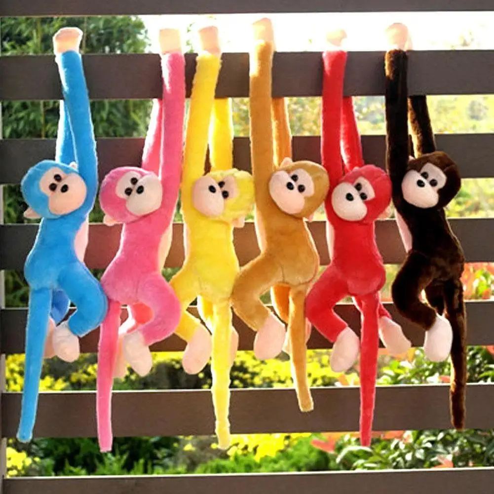 60cm Colorful Cartoon Long-Arm Hanging Monkey Plush Toy, Unisex Stuffed Animal with Movable Head for Children's Playtime, Creative Sofa Pillow Ornament Gift