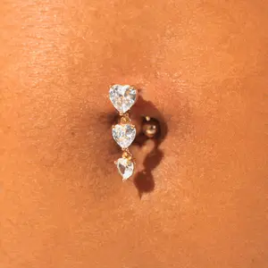 Trio Heart Reverse Belly Ring Top Mount Surgical Steel Hypoallergenic Durable Quality