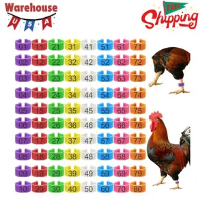 80 Pcs 16mm Chicken Leg Bands with 8 Colors, Colorful 01-80 Numbered