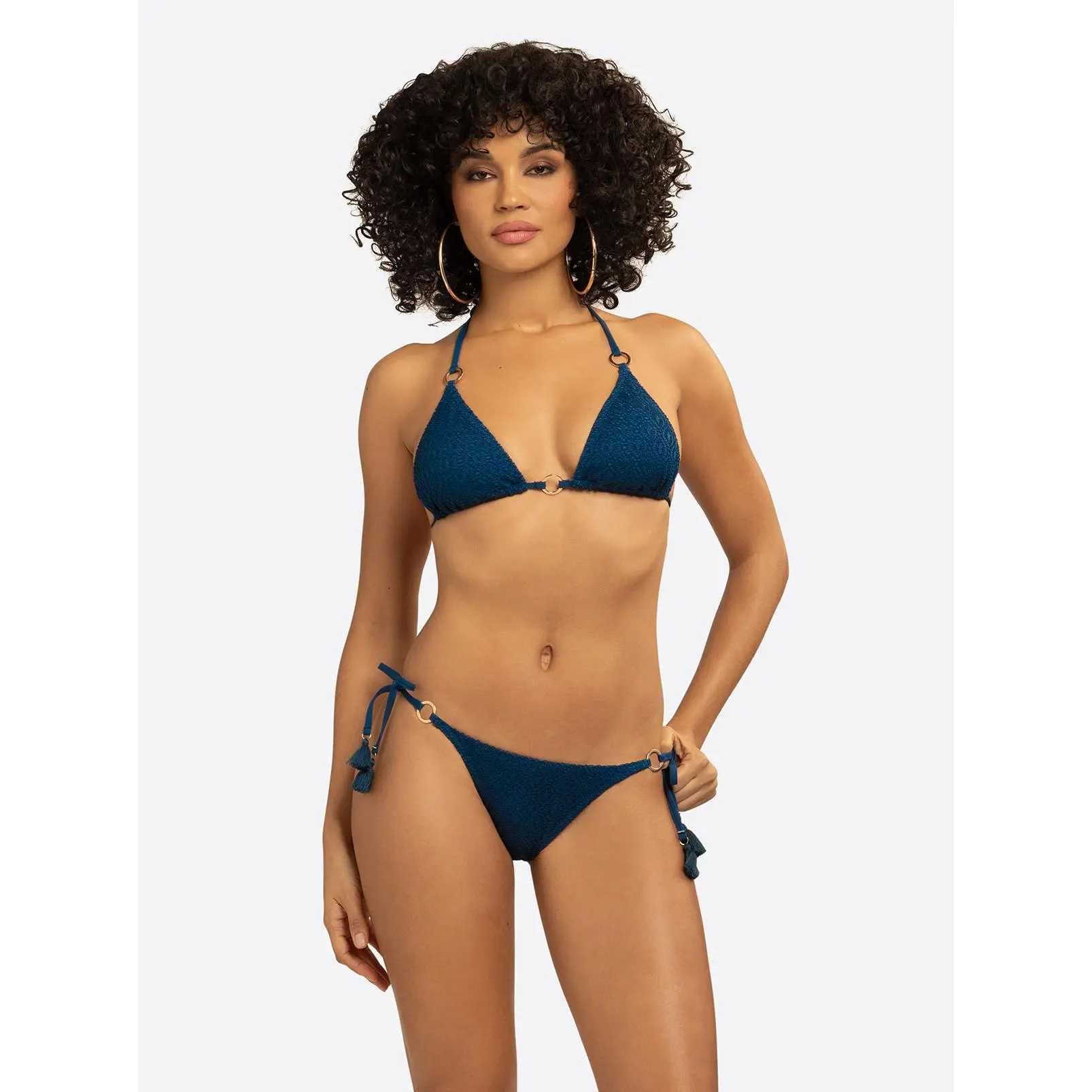 Crochet String Bikini in Dark Denim