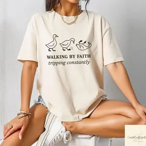 Walking By Faith Tripping Constantly Shirt, Bible Verse T Shirt, Christian Religious Shirt, Subtle Christian Gift, Women Tee 0