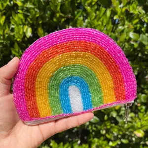 Rainbow Beaded Pouch