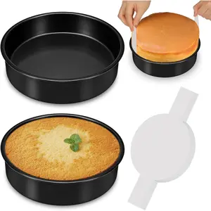 10 Inch Cake Pan Set of 2, Nonstick Round Cake Pans with 60PCS Pre-cut Parchment Paper for Christmas Birthday Thanksgiving, Circle Cake Pan for Baking Layer Cakes Deep-Dish Pizza Pie, Dishwasher Safe