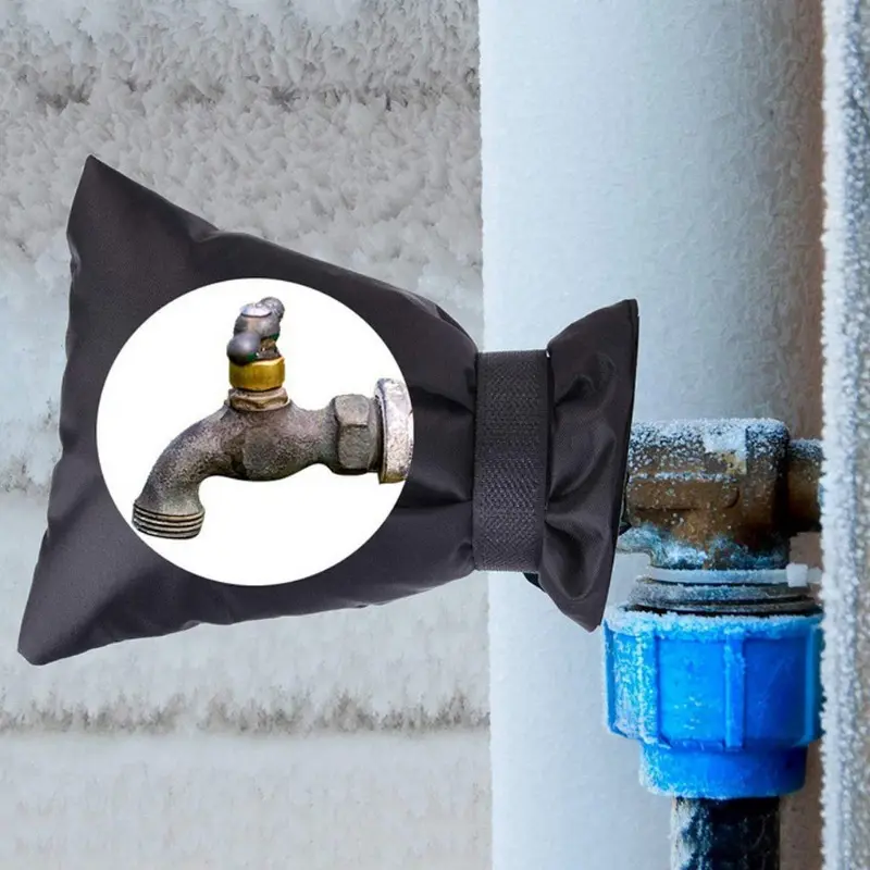 1pc Winter Outdoor Faucet Cover Outside Garden Faucet Freeze Protection Sock Reusable Tap Protector, Black