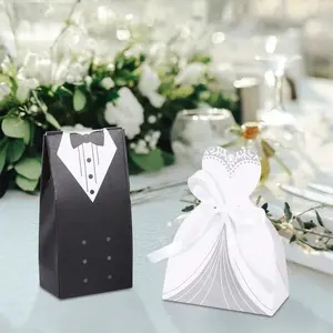 40pcs Wedding Candy Box Set, European Style Bridal Gown Shape, Perfect Party Decorations, Ideal Gift Packaging, Wedding Table Centerpiece, Elegant Gift Box