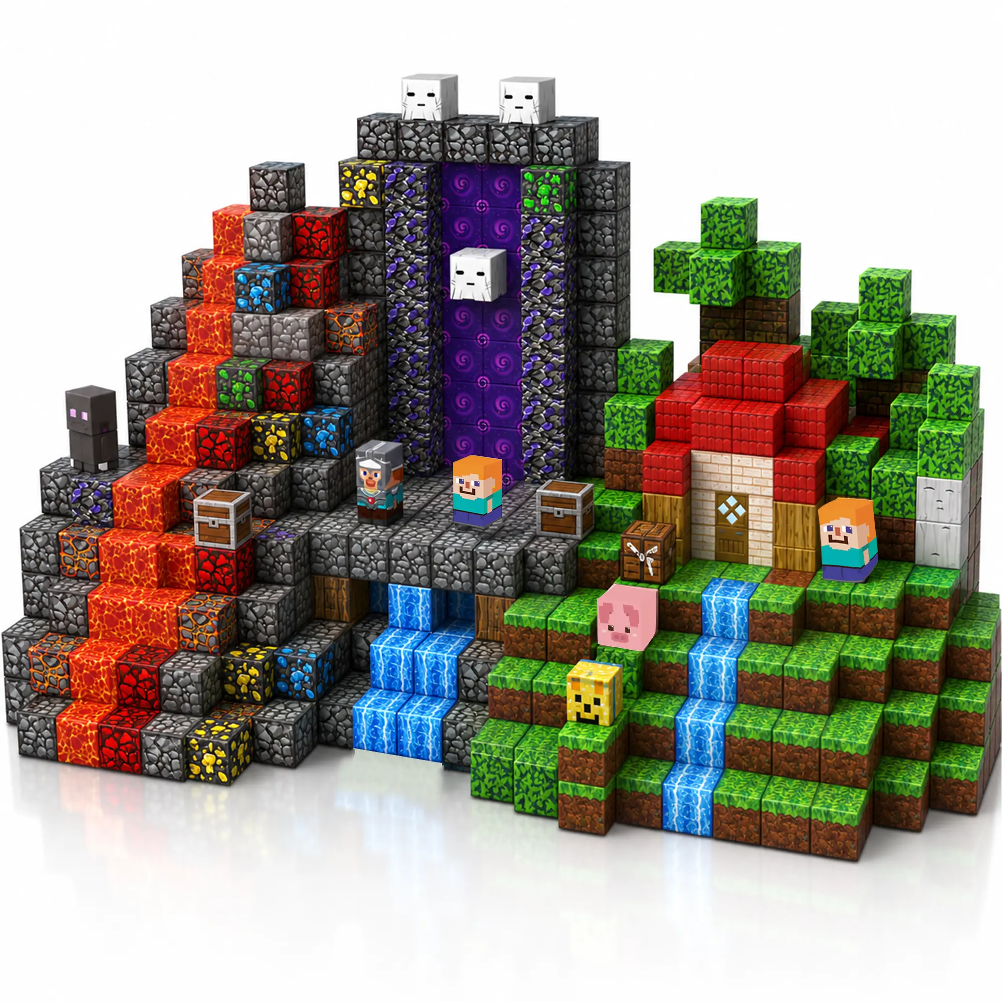 Magnetopia 200PCS Magnetic Building Blocks Sets - STEM Montessori Colorful Magnetic Model Building Kits, Kids Toys for 4-8 Years, Children Development Gift, Christmas Gifts for 5y Old Girl (Sensory Cubes)