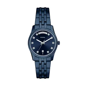 Fossil Women's Scarlette Day-Date Navy Stainless Steel Watch