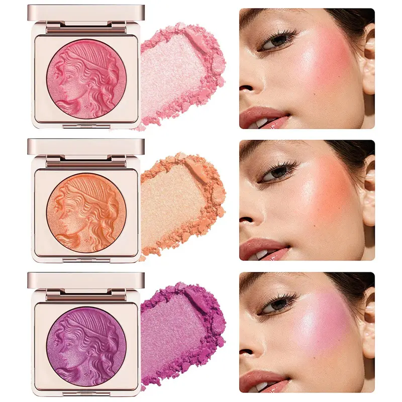 Zaidoc Little Angel Collection Embossed Highlight & Blush Palette - Pigmented, Shimmery, Silky, Long-Lasting, Dewy, Hypoallergenic, Brightening, Smooth, Radiance-Boosting Daily Natural Glow Touch-Up Makeup