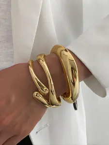 Irregular Wave Design Bangle, Fashionable Jewelry for Women & Men, Casual Jewelry for Party, Daily Clothing Decor, Trendy All-match & Exquisite Jewelry for Birthday Gift, Jewellery