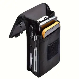 Versatile Nylon Hip Bag with 3 Compartments Pen Pocket for Travel Hiking Work Daily Carry