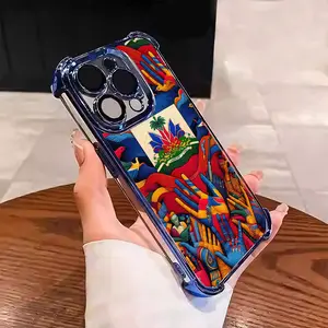 Haiti  Flag Retro Style Patterns Suitable for Aesthetic Electroplated TPU Casing For iphone 17 16 15 14 13 12 11 X XS PRO PLUS MAX AIR Samsung S26 S25 S24 S23 Four Corners Anti-Fall Transparent Casual Soft Silicone Phone Cases L1797