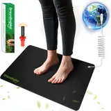 Groundbam Grounding Mat for Sleep,Earthing Mat,Black Non Slip PU Leather Grounding Mattress with Grounding Cord,Grounding Pad for Home Office, 16*24 in