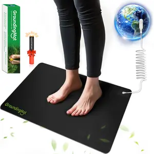 Groundbam Grounding Mat for Sleep,Earthing Mat,Black Non Slip PU Leather Grounding Mattress with Grounding Cord,Grounding Pad for Home Office, 16*24 in