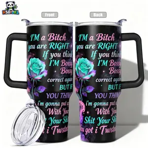 Stainless Steel Insulated Tumbler with Lid, Reusable Vacuum Insulated, 40oz 30oz 22oz 20oz 14oz, Double Wall Vacuum Insulated Water Bottle Hot Cold 24 Hours, Leakproof Travel Mug with Rose and Smoke Gift for Women Men Kids, Insulated Cups