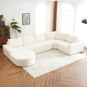 SOIYELIFE Beige 141.7" U-Shaped Cloud Sectional Sofa Set, Oversized Modular Couch with Deep Seating, Perfect for Modern Living Room Layouts