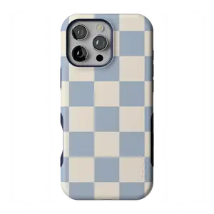 Casely iPhone 16 Pro Max Case | Fit Check | Light Blue Checkerboard  | Bold Protective Design | Compatible with MagSafe