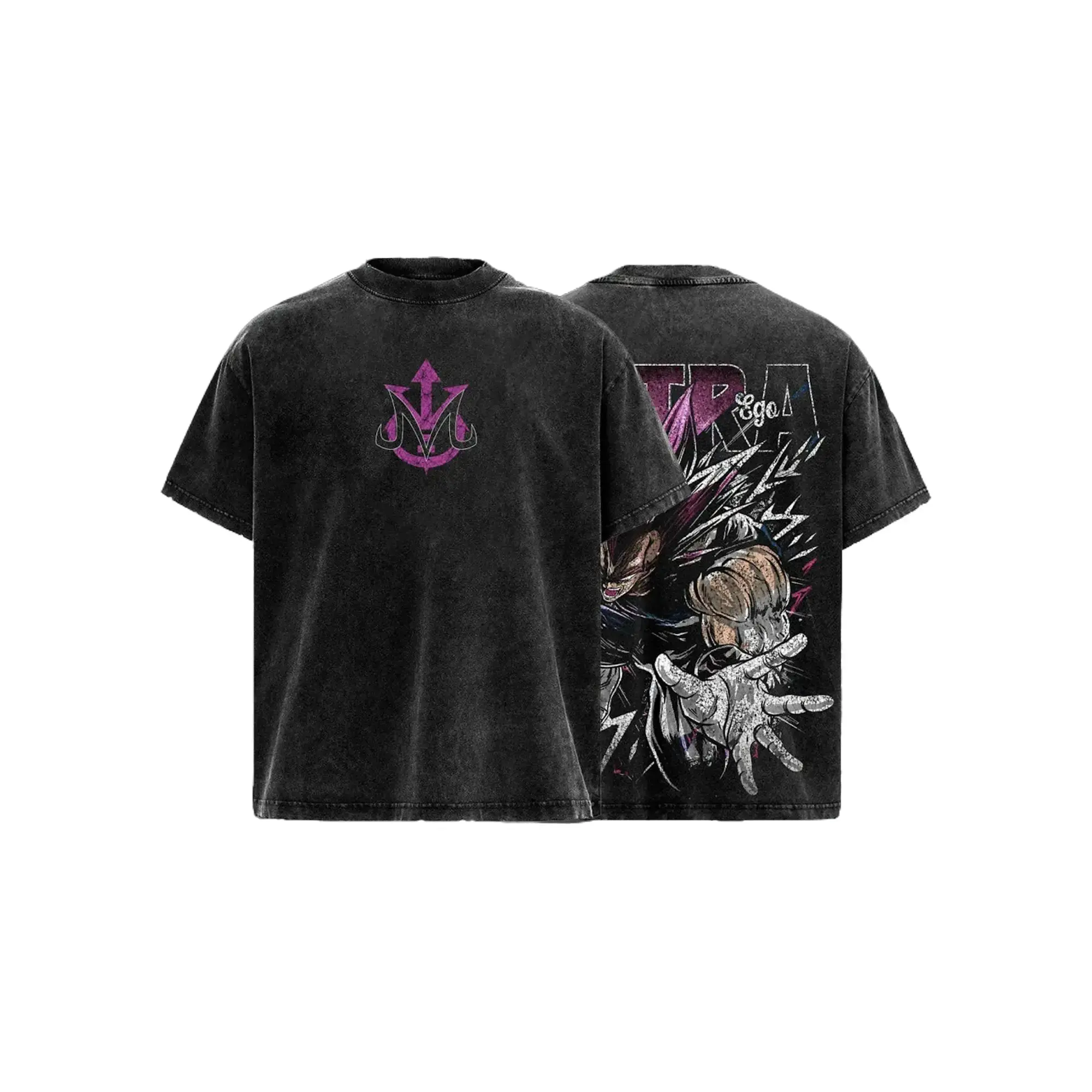 Men's Oversized Anime Graphic Tee, Stylish Acid-Washed Heavyweight 230gsm Cotton T-Shirt with Relaxed Fit & Seamless Neckline, Tshirt, Top, Menswear, Cold Wash, Exceptional Quality, Soft, Fabric, Oversized Tee