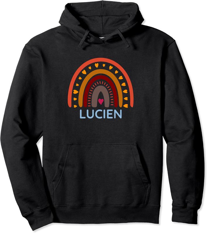 Lucien Personalized Name. Colorful Rainbow, Fun Graphic Pullover Hoodie - Nestorporas Shop 60B0CKNLXS4G