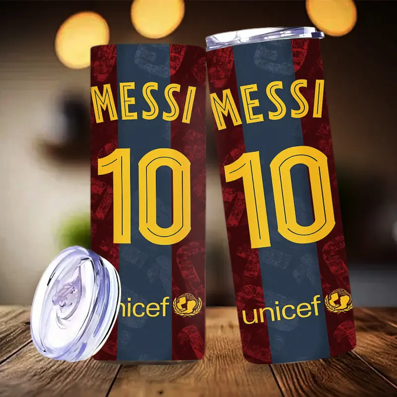 1pc Classic 304 Stainless Steel Soccer Design Portable Vacuum Flask - 500-1000ml, Double-Wall Heat-Resistant Insulation, Push-Pull Spill-Proof Lid, 23cm Straw, Anti-Scalding, Explosion-Proof, Home/Office Tumbler, Ideal Gift for Soccer Fans
