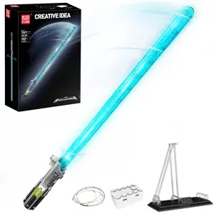 Mould King 10139 Blue Sword Glows Lightsaber Fluorescent Building Block Adult Kid Toy Cosplay Anime 1089 Pcs