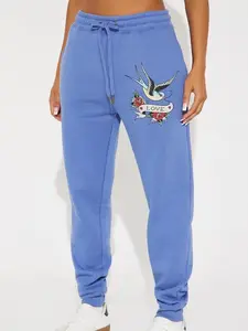 Brave Eagle Women's Graphic Tees & Tops Jogger Blue with Tattoo Love Design Comfortable Sweatpants