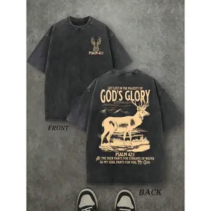 God's Glory Christian Washed Shirt, 'PSALM 42:1' Christian Scripture T-Shirt, Vintage Retro Washed Shirt Double Sided Printed (230 Heavyweight Pure Cotton T-Shirt) High Quality Christian T-Shirt, Christian Gifts, Men's And Women's Shirts, Comfortable,