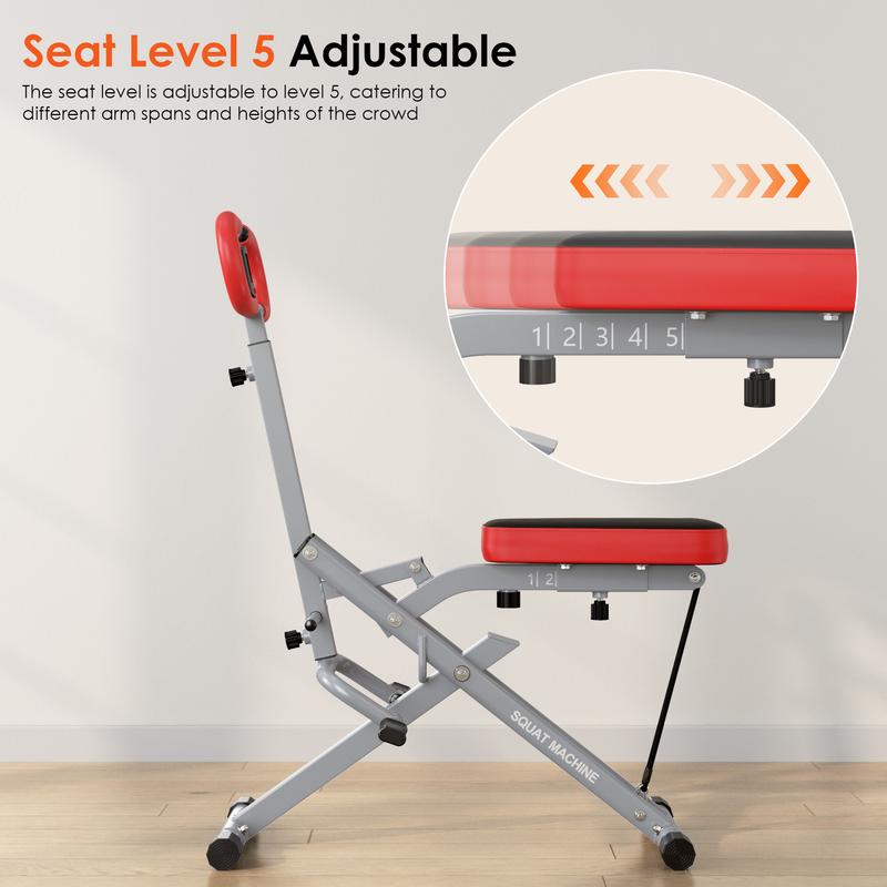 Dland Squat Machine Glutes Workout Adjustable Resistance Foldable Exercise Equipment Leg Exercise Machine with 350lbs Weight Capacity for Women, Rowing Machine, TikTokShopBlackFriday Hiit Killer Lcd Display