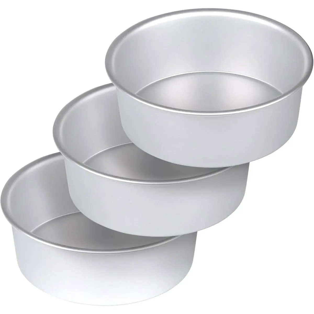 8 Inch Aluminum Round Cake Pan, 3-Piece Set Cake Baking Pans, Round Layer Pans for Birthday Wedding Home Kitchen DIY Baking Tools Supplies, Heavy Sturdy & Healthy, Dishwasher Safe Bakeware Baked