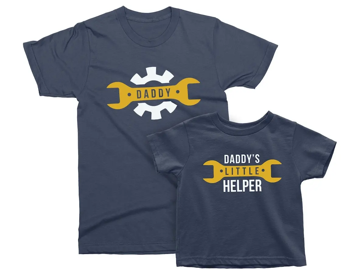 [CUSTOM IN DESCRIPTION] Daddy & Daddy's Little Helper. Father's Day gift for Father, Son, Daughter. Matching Mechanic T-shirts. Father Son matching t-shirts