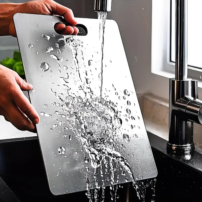 Stainless Steel Cutting Board – Non-Slip Kitchen Chopping Board,Kitchen Accessories, Household Kitchen Gadgets, Durable, Non-Toxic, Food Grade, Easy Clean & Rust Resistant Kitchen Tool for Home Kitchen, Meal Prep & Cooking Tools | Spring Glow Up