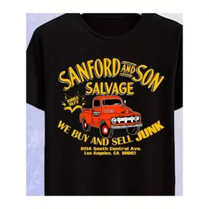 Sanford and Son Retro TV Show Graphic T-Shirt - 1972 Salvage Truck & Vintage Logo Print Tee, Perfect for Classic Comedy Fans & Retro Apparel Lovers, Casual Shirt for Nostalgia Gatherings or TV Fan Events
