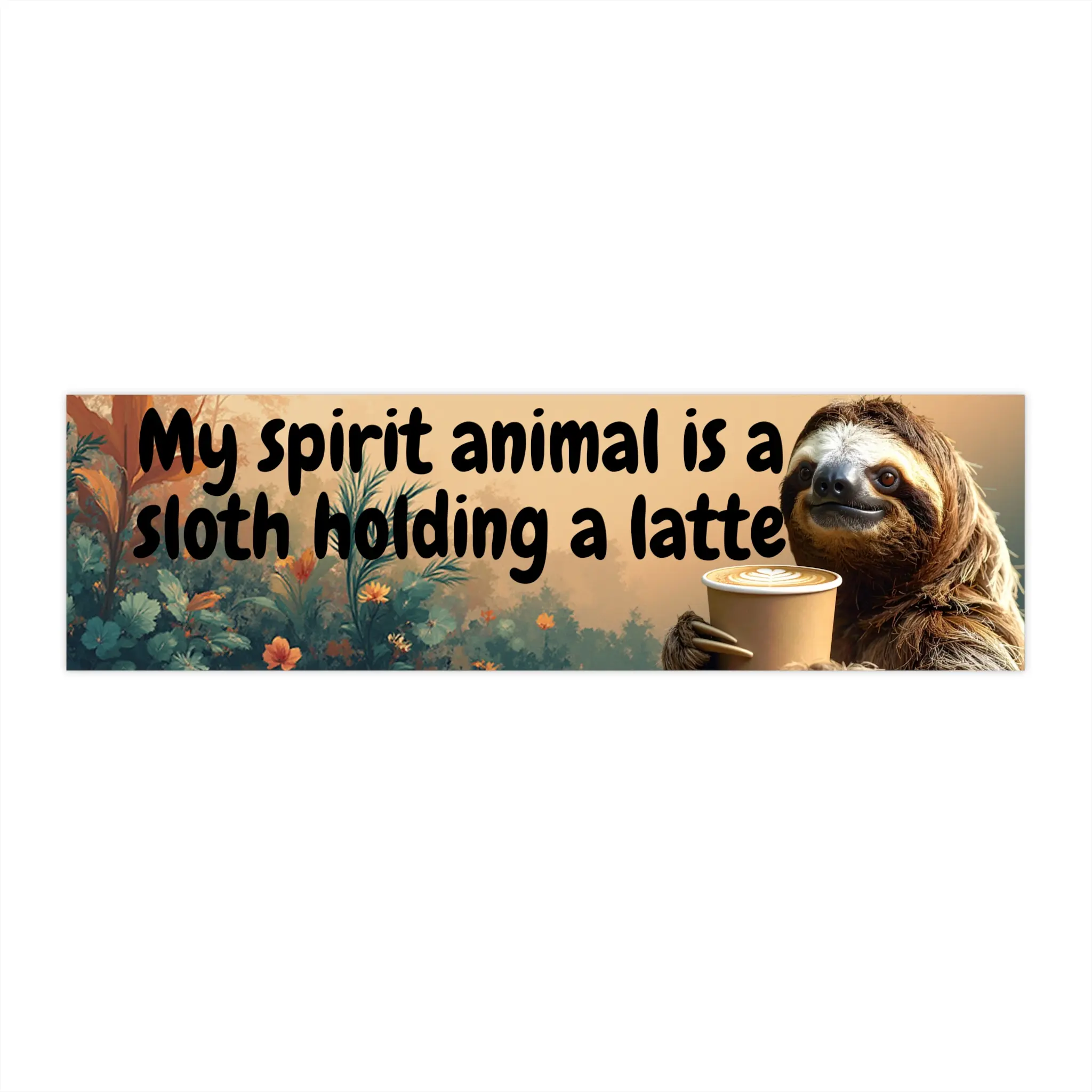 Sloth Spirit Animal Bumper Sticker, Fun Car Decal, Coffee Lover Gift, Cute Animal Sticker, Car Accessory for Nature Enthusiasts