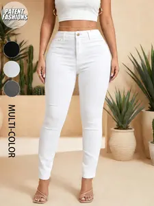 Women's High Waist Skinny Jeans, Elastic Washed Denim Jeans, Curvy Fit, Butt Lifting Slimming Long Pants, Basic Versatile Daily Wear