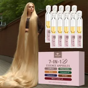 7-in-1 Hair Growth Serum, Hair Oil Treatment with Caffeine, Biotin, Vitamin C, Shea Butter, Coconut Oil, Keratin & Castor Oil, 1.5 ml per Bottle, Pack of 10 Bottles
