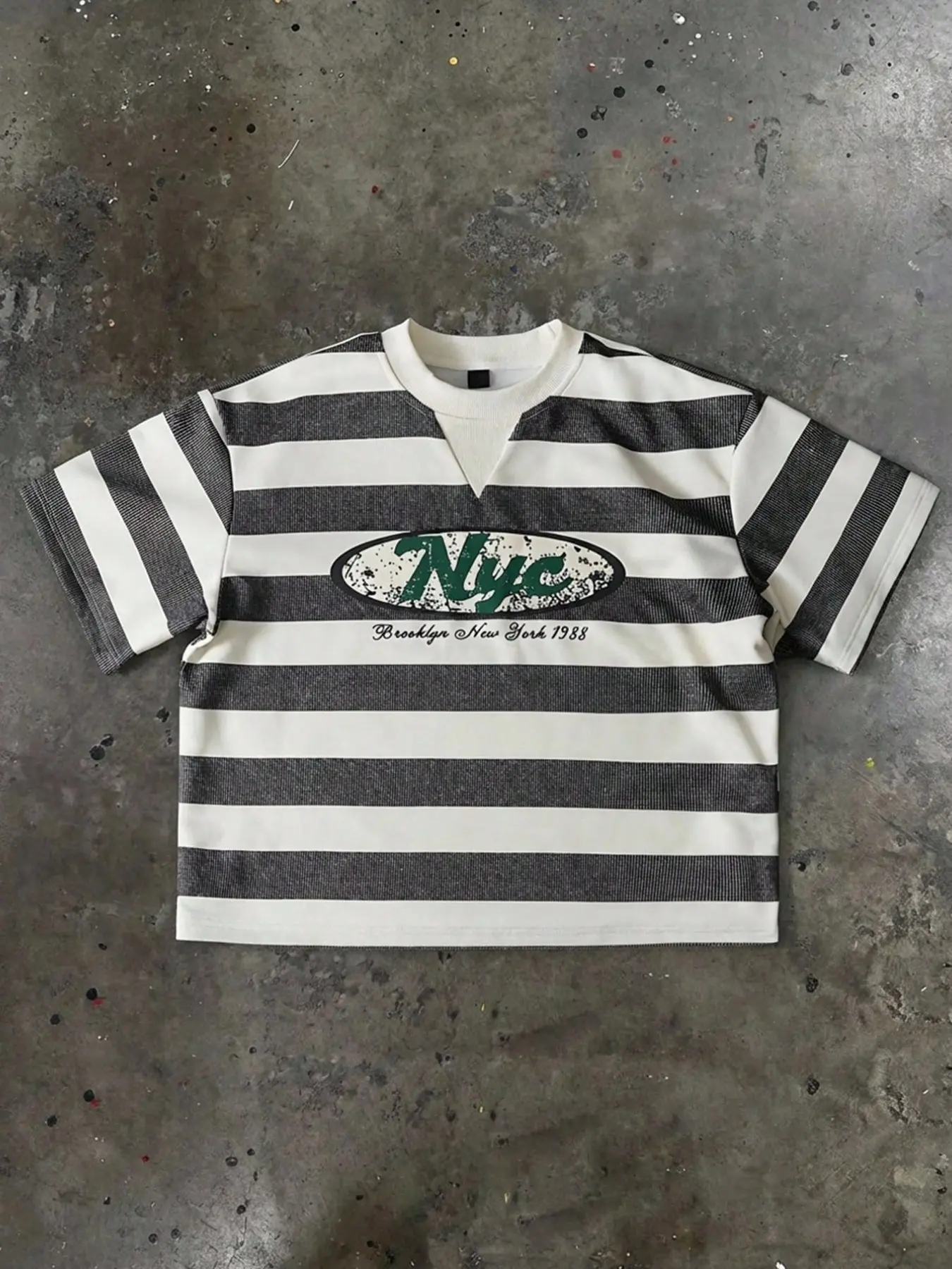 Men's Thick Striped Colorblock Nyc Pattern Streetwear Vintage Casual T-Shirt, Valentine's Day, Spring Summer, Gift for Boyfriend, Party, St Patrick's Day