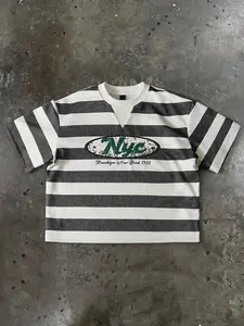 Men's Thick Striped Colorblock Nyc Pattern Streetwear Vintage Casual T-Shirt, Valentine's Day, Spring Summer, Gift for Boyfriend, Party, St Patrick's Day