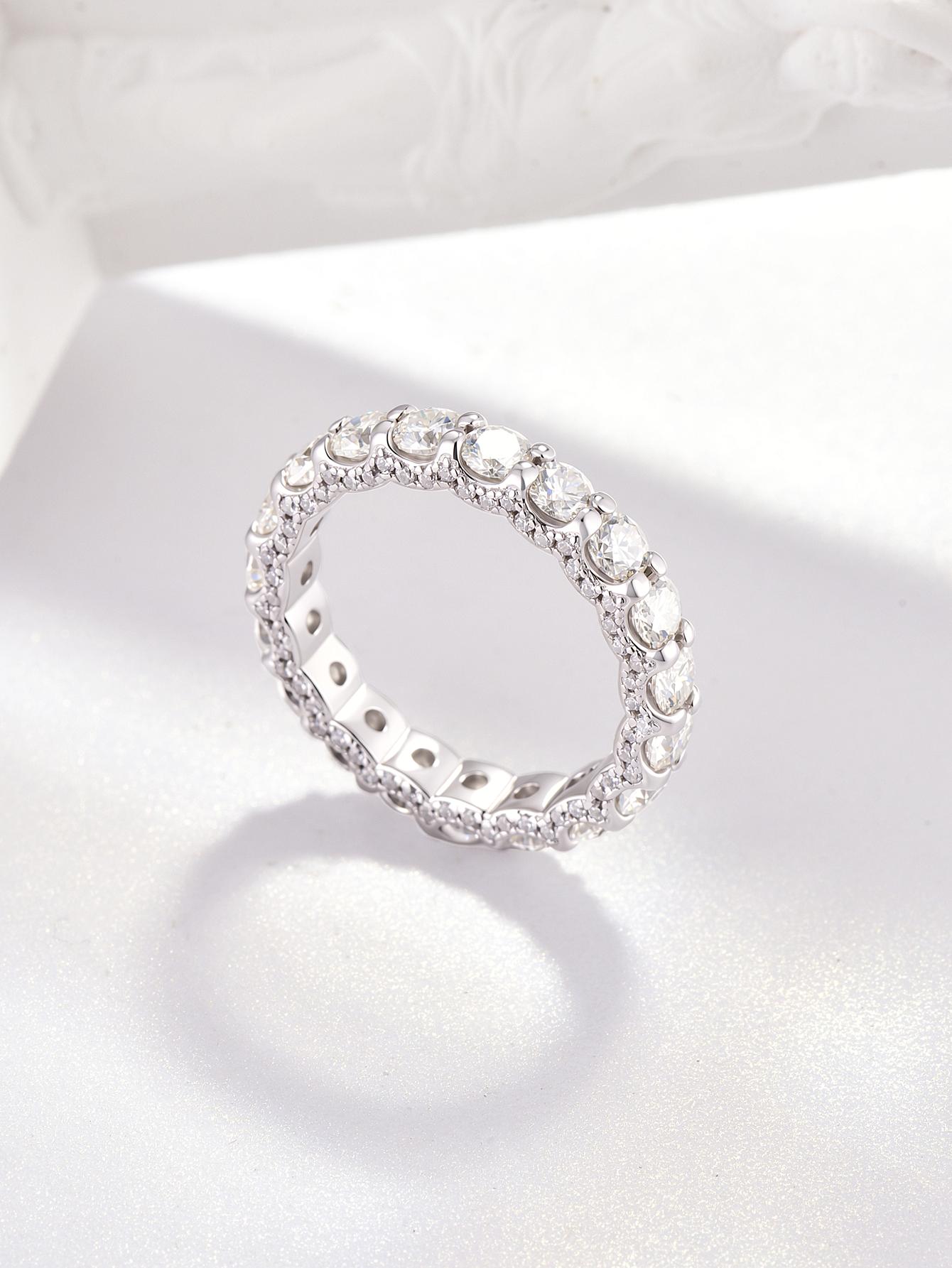 Kaelena Eternity Ring D Color VVS Lab-Created Moissanite Ring S925 Sterling Silver Jewelry Perfect for stacking, Men or Women's Birthday, Mother's Day Gift, Anniversary, Daily Wear and Wedding Set