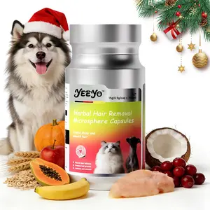 YEEYO Herbal Hair Removal Microsphere Capsules for Dogs & Cats, Dual Function Hairball Relief & Skin Coat Care Supplement, Rich B Vitamins & Prebiotics, Reduce Shedding, Support Smooth Shiny Fur, 30 Count Easy Feed Capsules