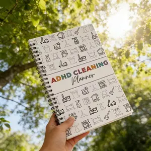 Adhd Cleaning Planner Notebook, Spiral Bound, Color-Coded Schedule, Daily Weekly Monthly Yearly Organizer, Home Office Task List